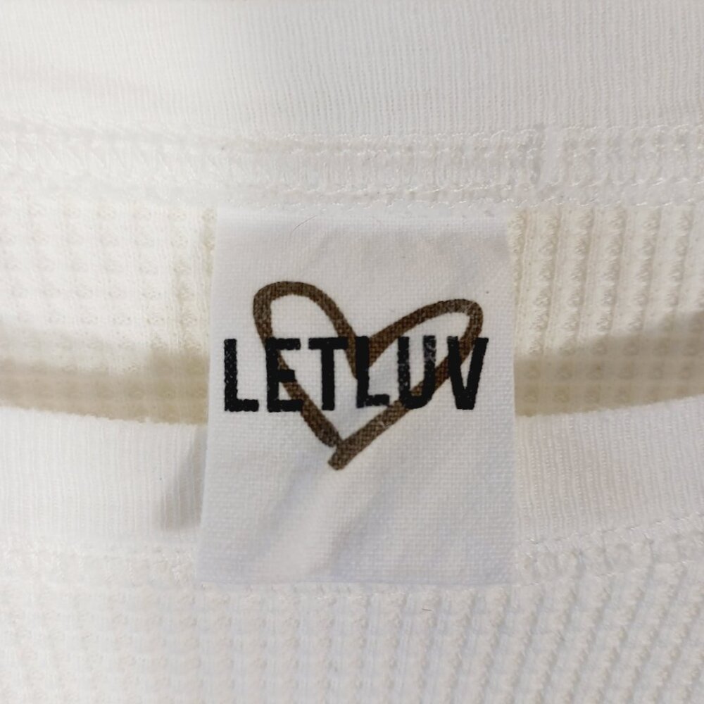 LETLUV Anthropologie MED, Off White Thermal With Gray Lightening Bolt Graphic - Picture 2 of 15